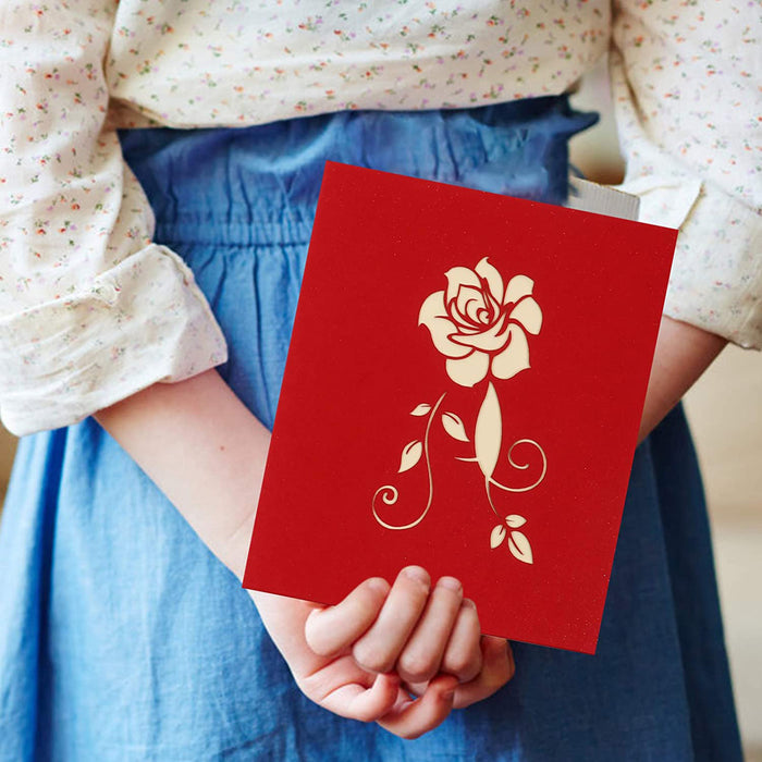 3D Pop-up Rose Greeting Cards Romantic Wedding Invitation Card
