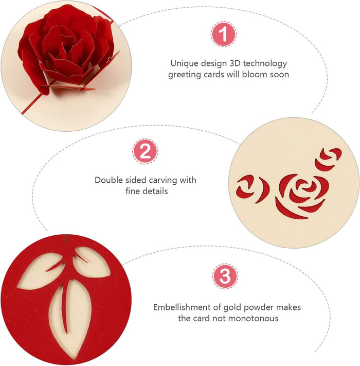 3D Pop-up Rose Greeting Cards Romantic Wedding Invitation Card