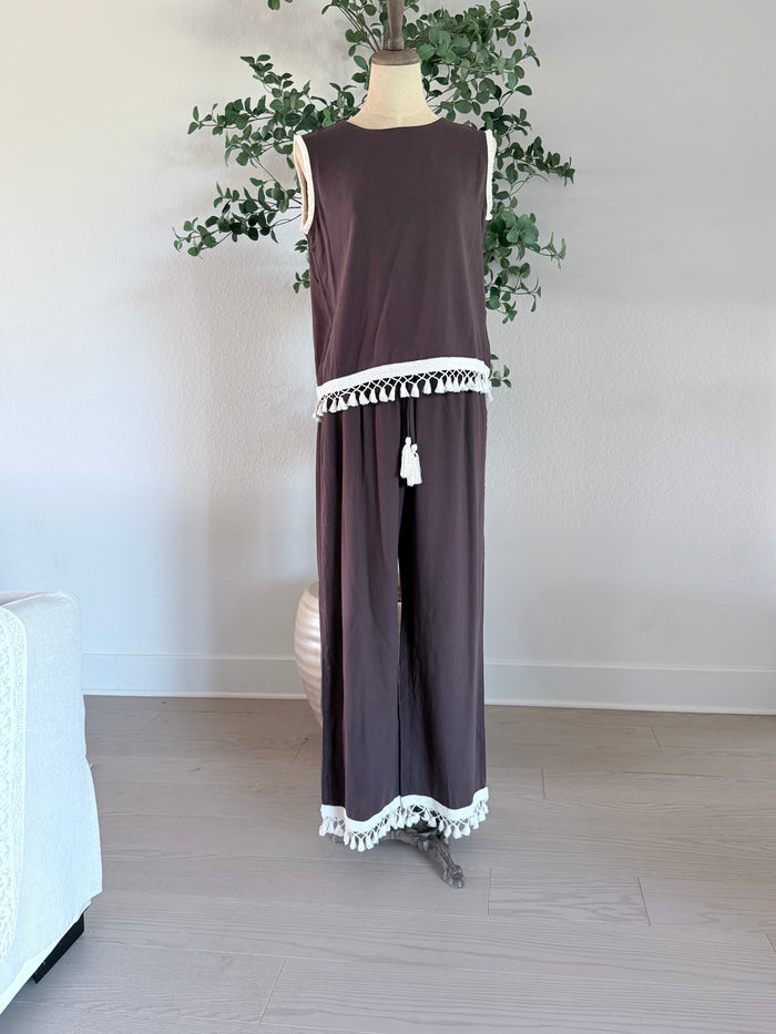 Adele 2 pc Brown Summer Pant Set