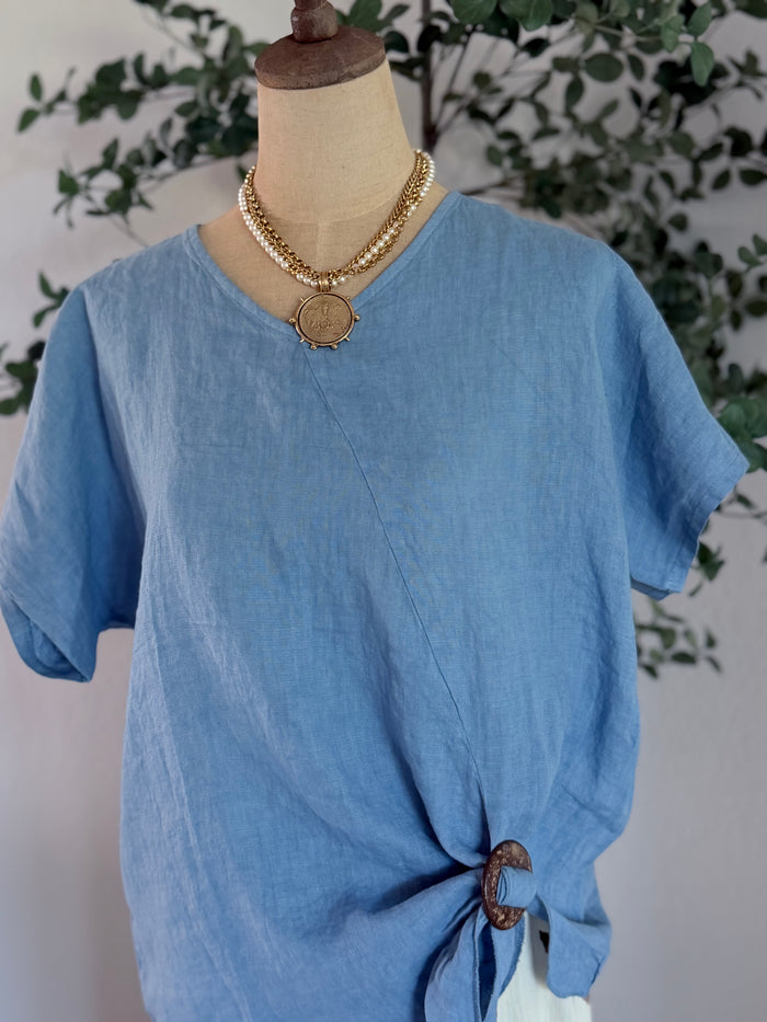 Edith Linen Pullover Blouse