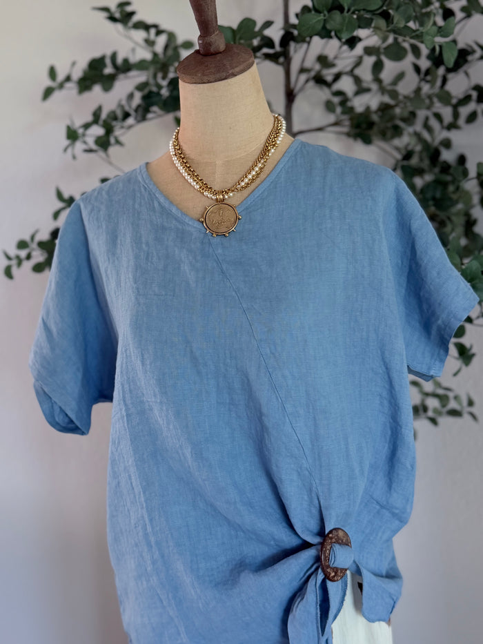 Edith Linen Pullover Blouse