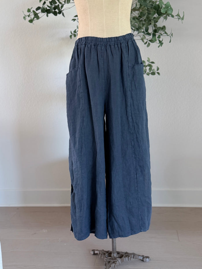 Ada Navy Linen Pants