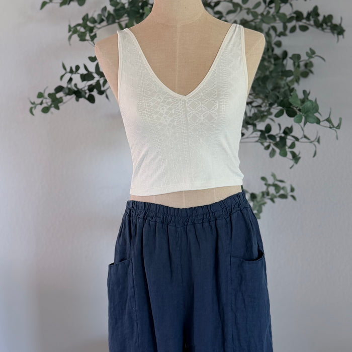 Ada Navy Linen Pants