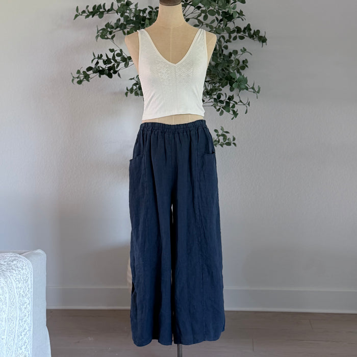 Ada Navy Linen Pants