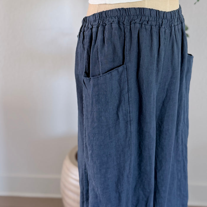 Ada Navy Linen Pants