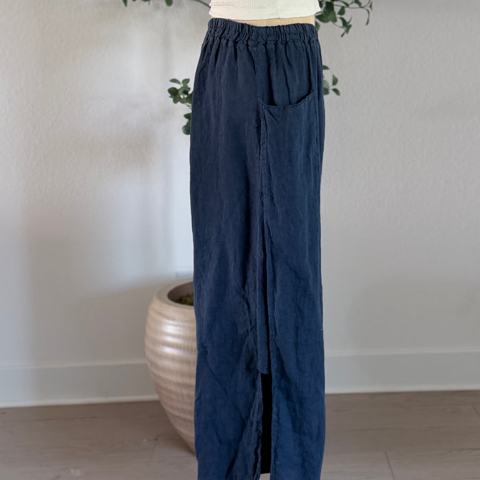 Ada Navy Linen Pants