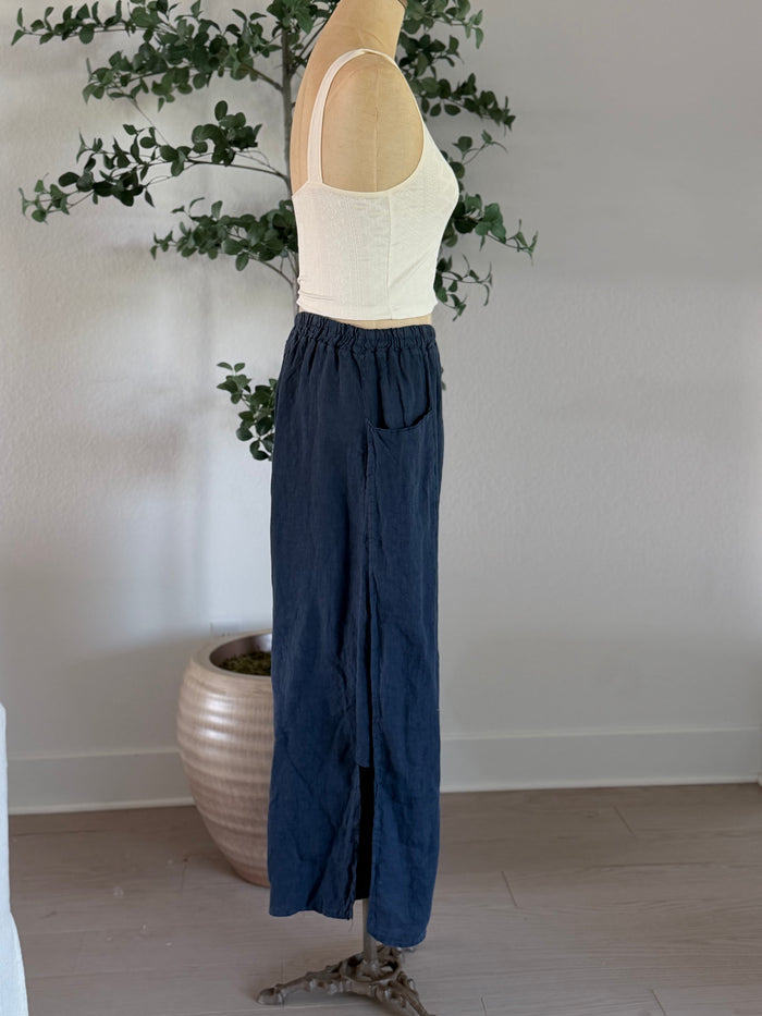 Ada Navy Linen Pants
