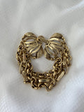 Camille Yochi Gold Ornate Leaf Bow Multi-Strand Chain Bracelet