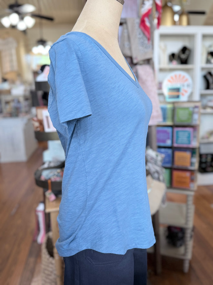 S/S Classic Deep V-Tee - Bay Blue