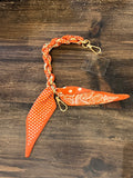 Braided Satin Scarf & Chain Cell Phone Holder- Orange Paisley