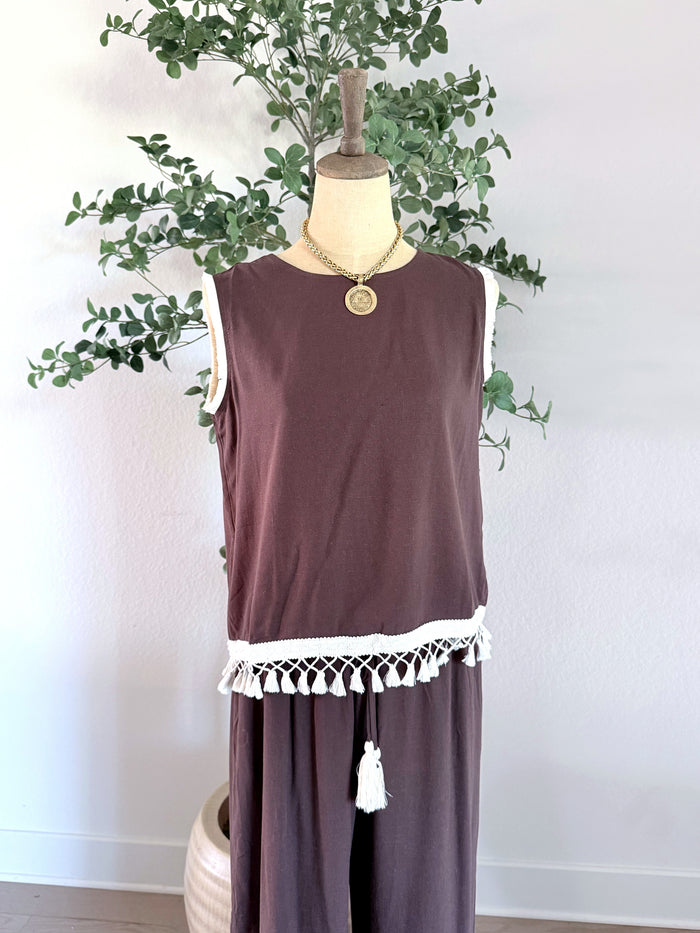 Adele 2 pc Brown Summer Pant Set