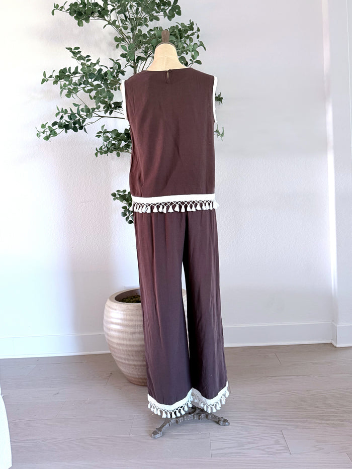 Adele 2 pc Brown Summer Pant Set