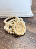 Adrienne Yochi Coin Triple Pearl Strand Bracelet