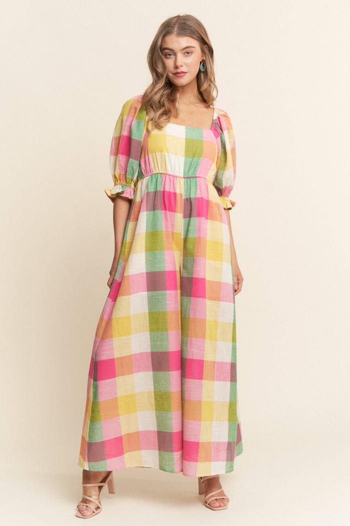 Agnes Plaid Preppy Jumpsuit