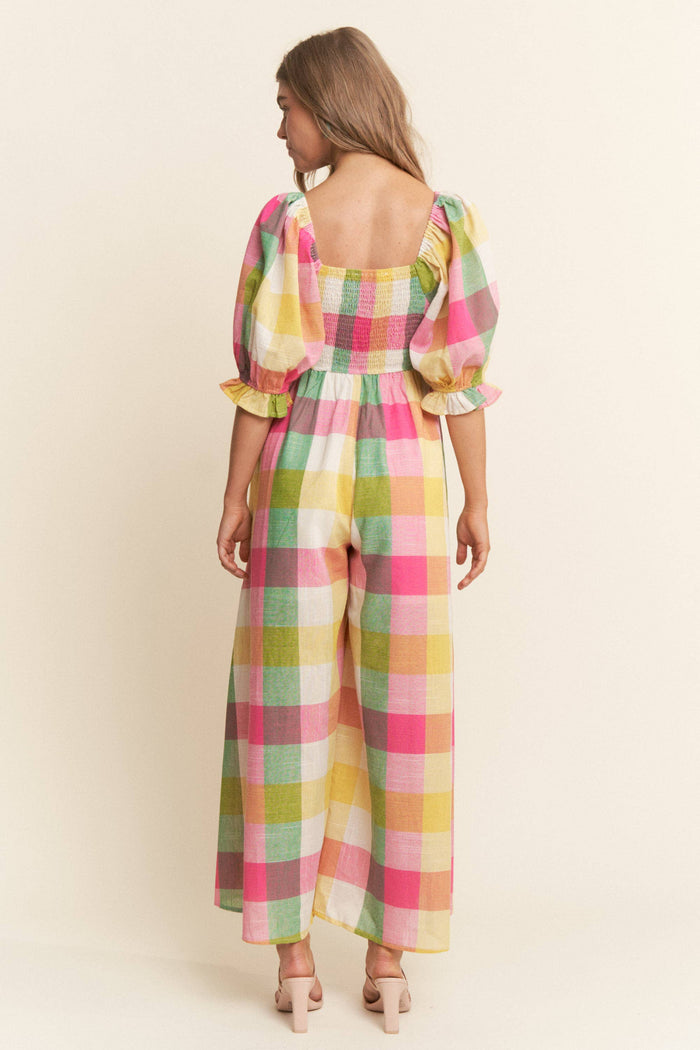 Agnes Plaid Preppy Jumpsuit