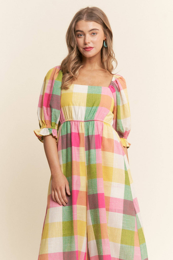 Agnes Plaid Preppy Jumpsuit