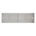 Two metallic flat plates with holes on a white background