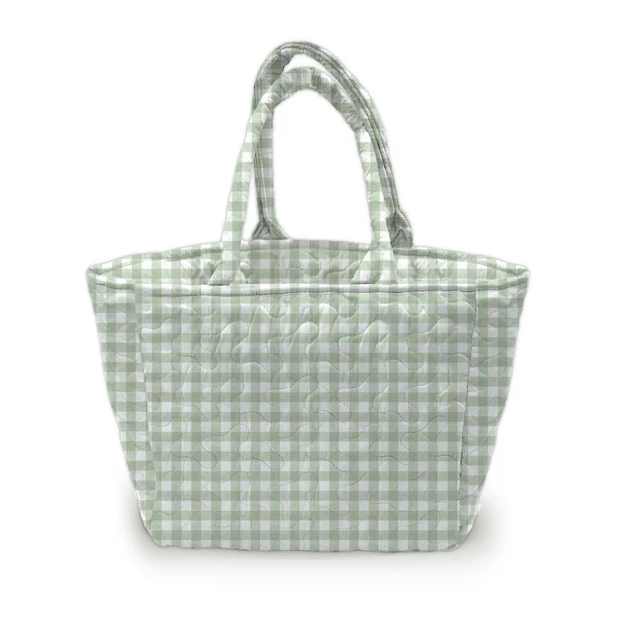 Anthia Gingham Sage Quilted Handbag