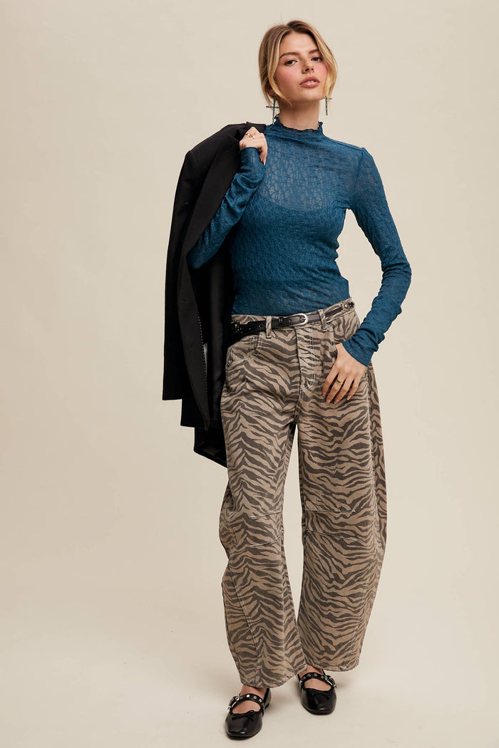 Ashlyn Zebra Print Barrel Jeans