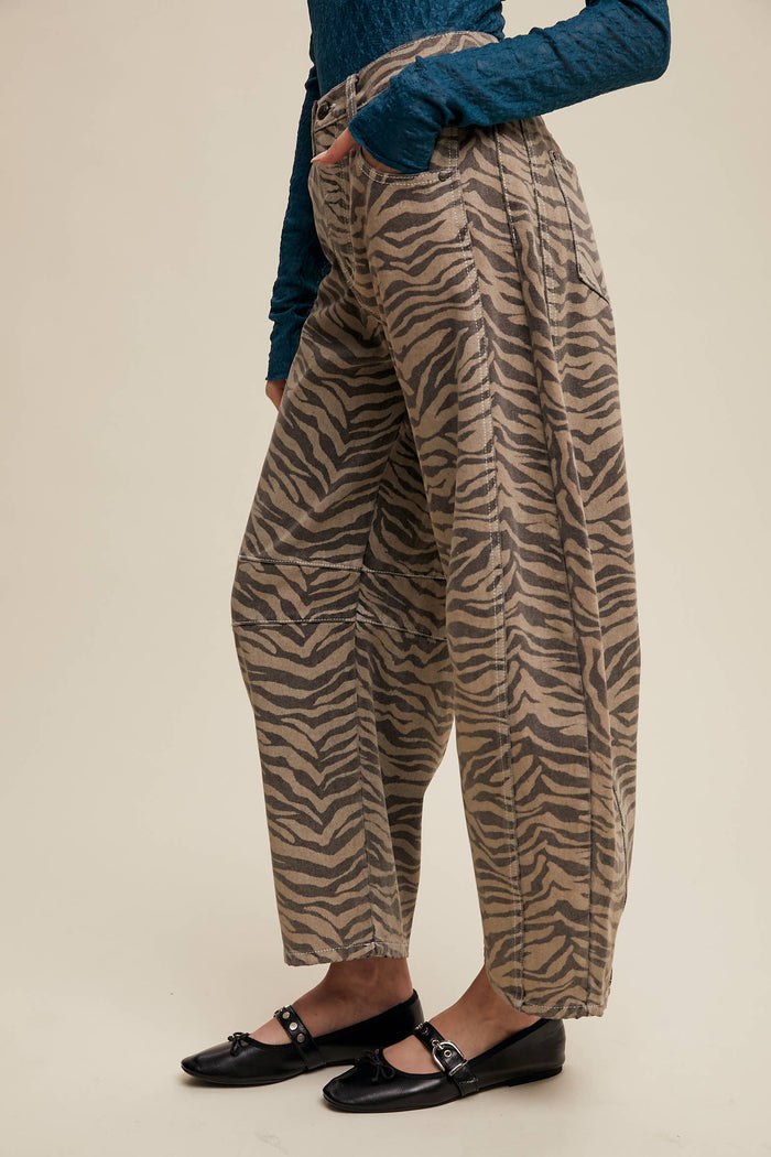 Ashlyn Zebra Print Barrel Jeans