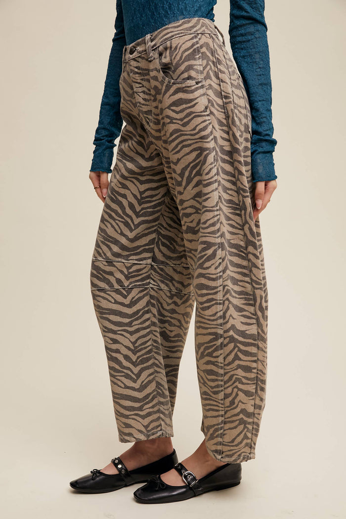 Ashlyn Zebra Print Barrel Jeans