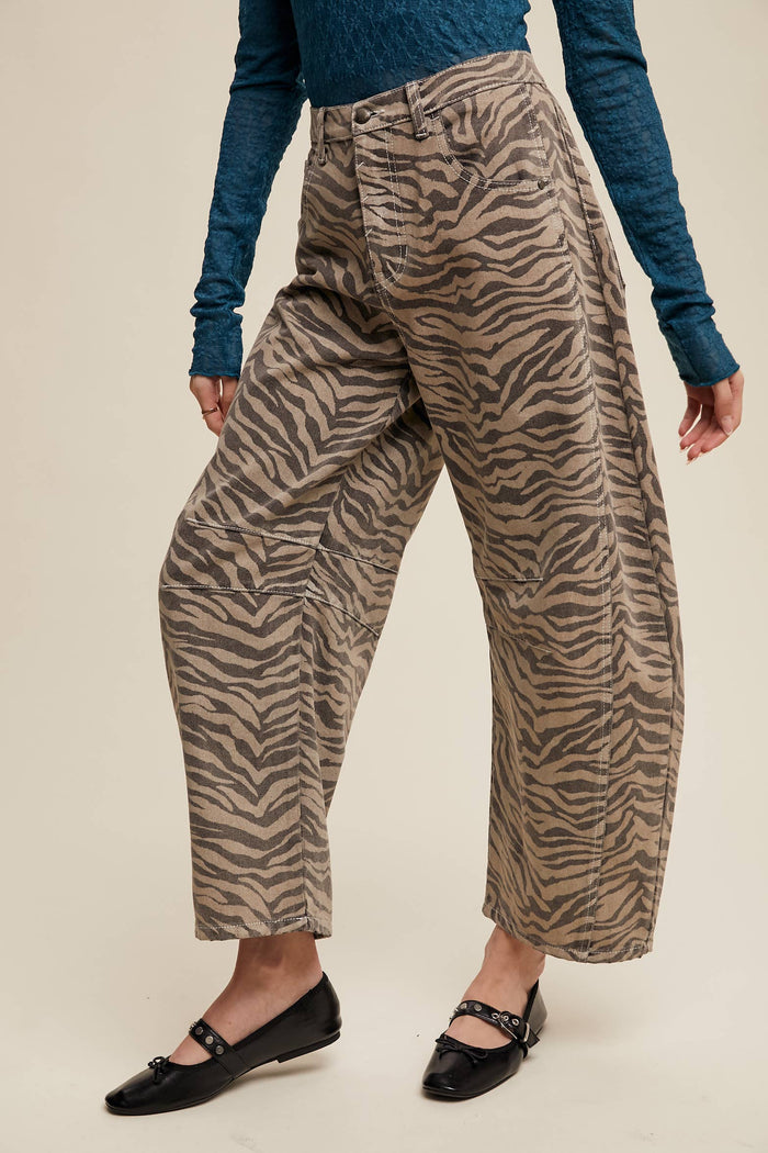 Ashlyn Zebra Print Barrel Jeans