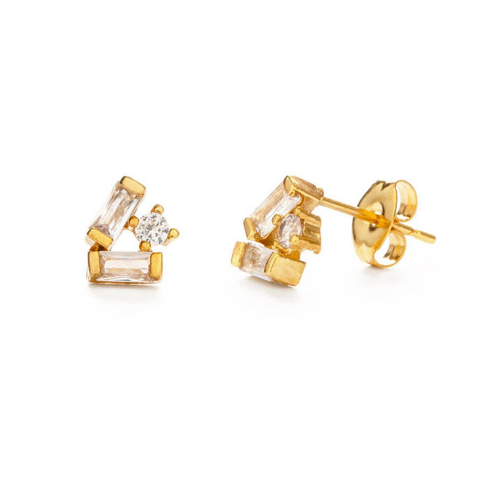 Baguette Crystal Cluster Stud Earrings