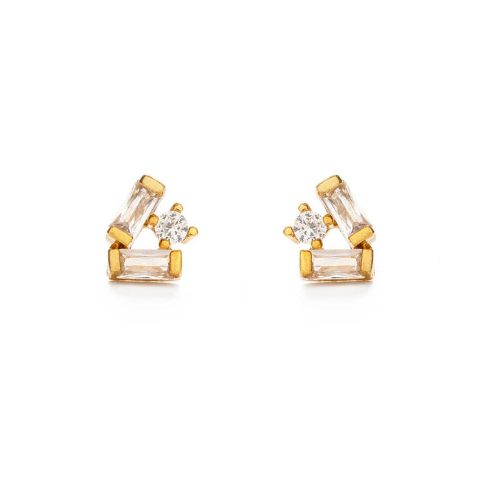 Baguette Crystal Cluster Stud Earrings
