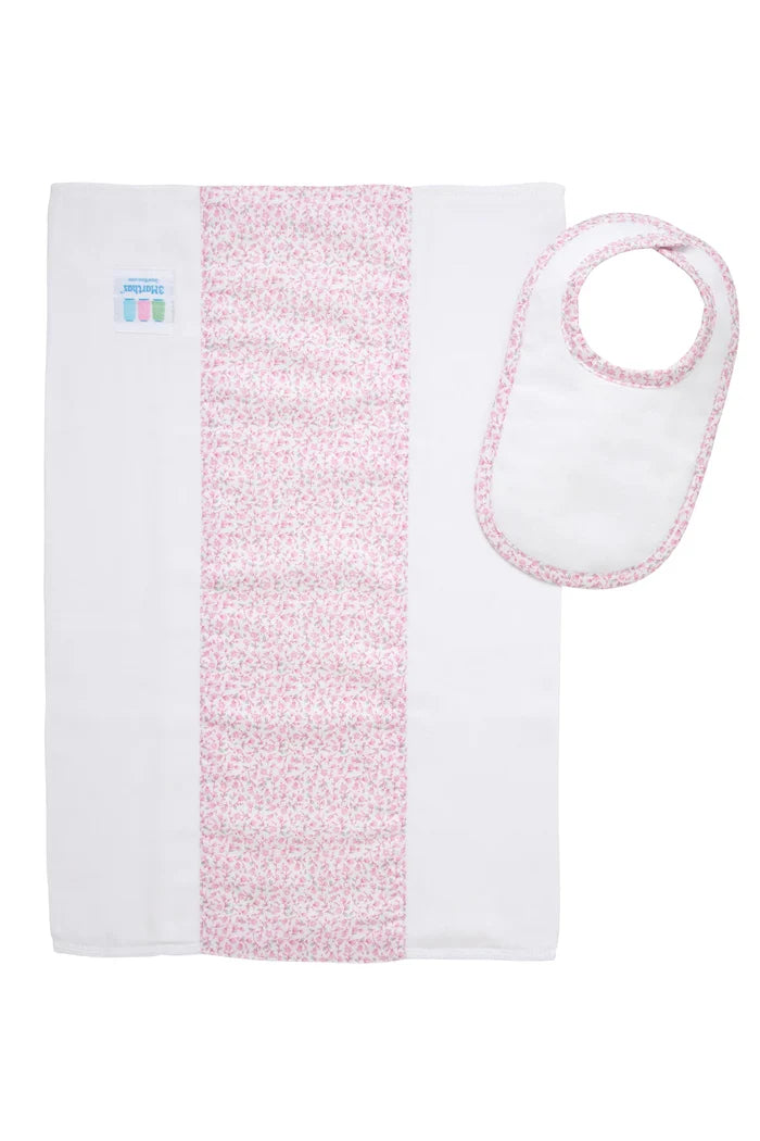 Ballet Floral Drooler Bib and Burp Set by 3 Marthas