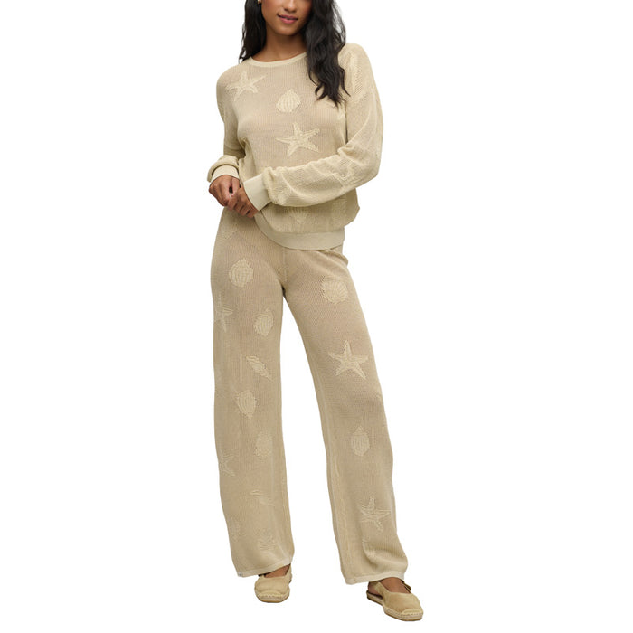 BAREFOOT DREAMS | Sunbleached Shell Motif Crew Neck Pullover - Stone