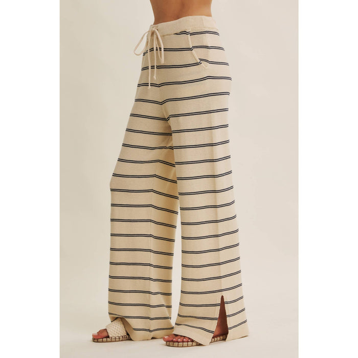 Bayside Leisure Striped Wide Leg Knit Sweater Pants
