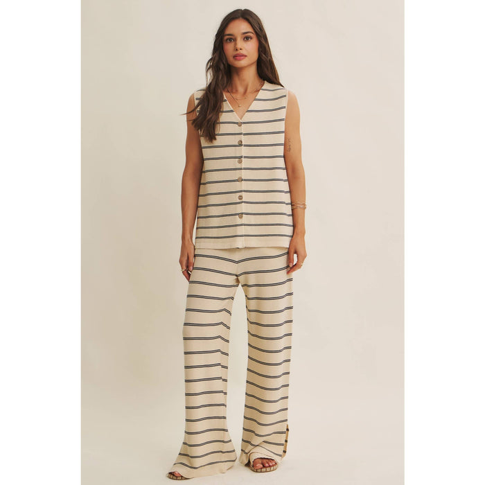 Bayside Leisure Striped Wide Leg Knit Sweater Pants
