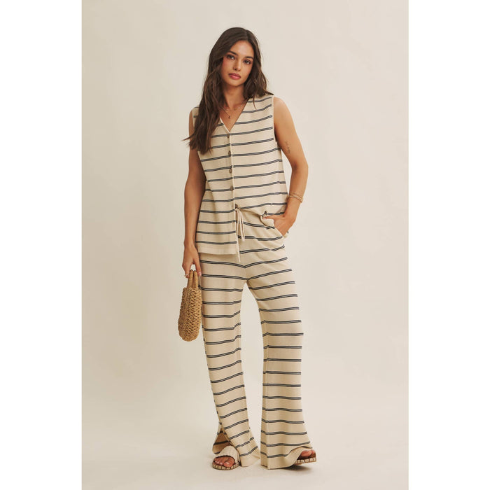 Bayside Leisure Striped Wide Leg Knit Sweater Pants