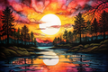 Beautiful Watercolor Sunset