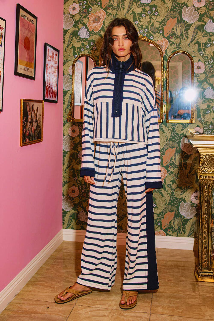 Birdie Drawstring Navy Stripe Pants