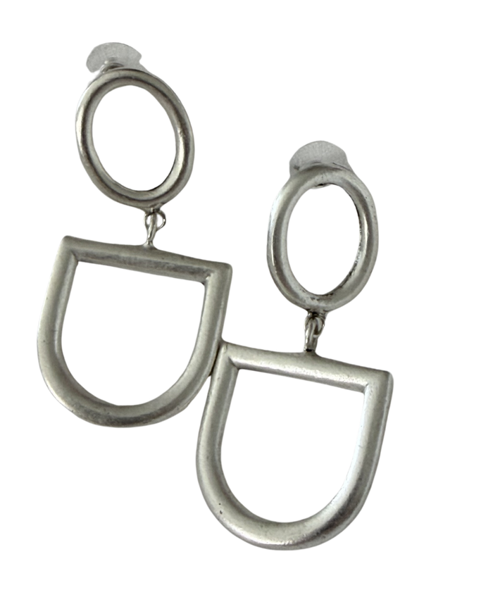 Blair Yochi Silver D-Ring Geometric Drop Earrings
