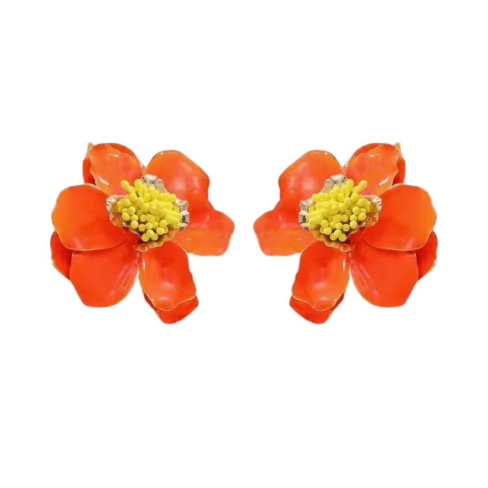 Blossom Statement Earrings - Orange