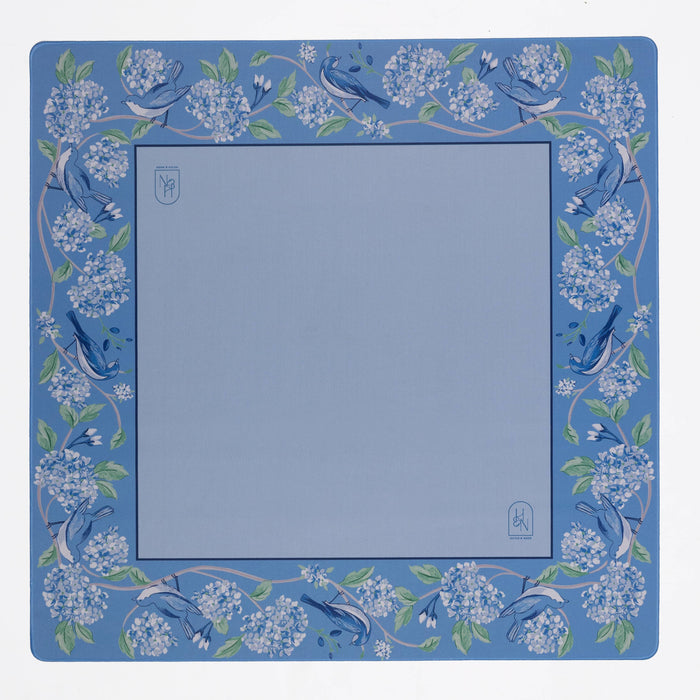 Blue Hydrangea Blue & White Bird Mahjong Mat