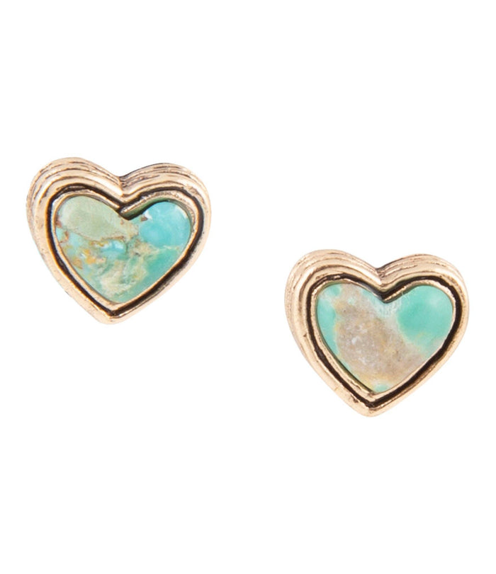 Blue Turquoise Golden Stud Earrings