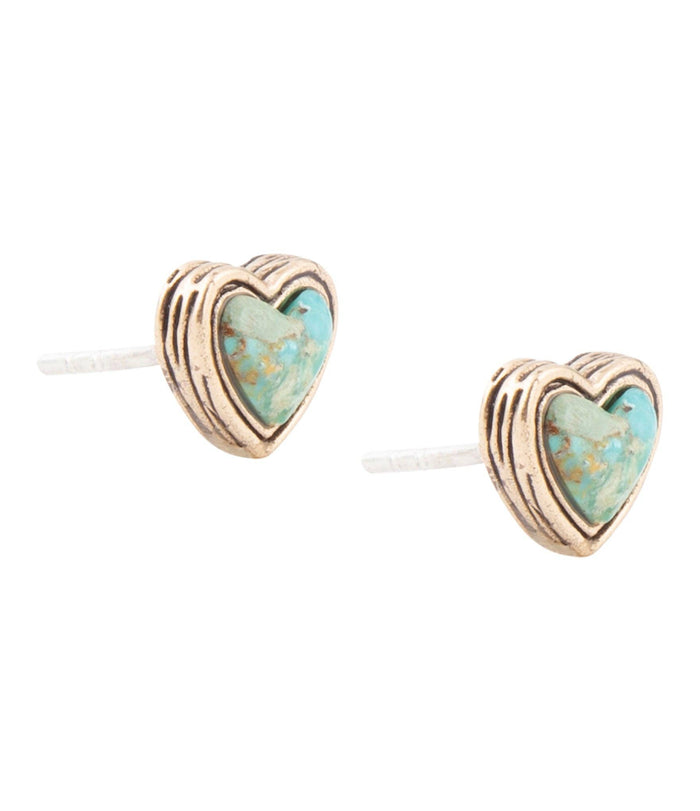 Blue Turquoise Golden Stud Earrings