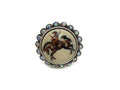 Bronc Western Round Stone Portrait Scarf Ring