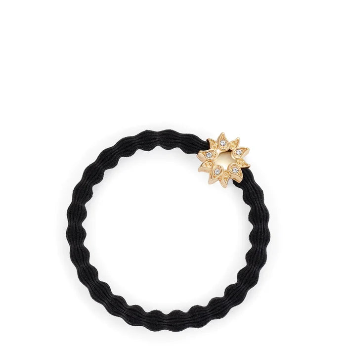By Eloise Gold Diamante Sun Black Hair Band