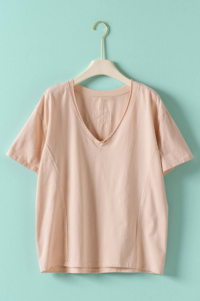 Callie Exposed Seam V-Neck Tee