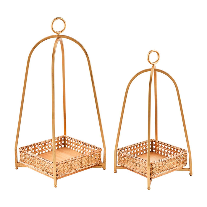 Cane Tray Lantern Set