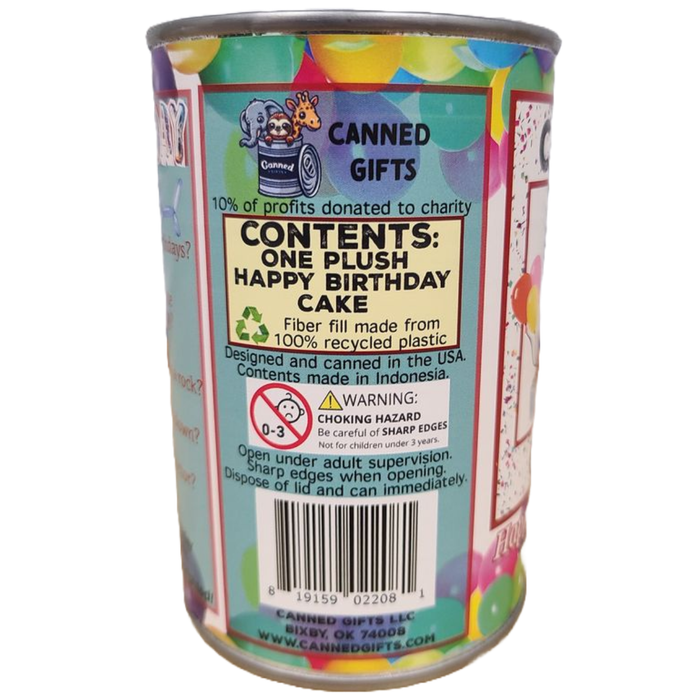 Canned Cake | Happy Birthday to You Gift | Plush B-day Cake