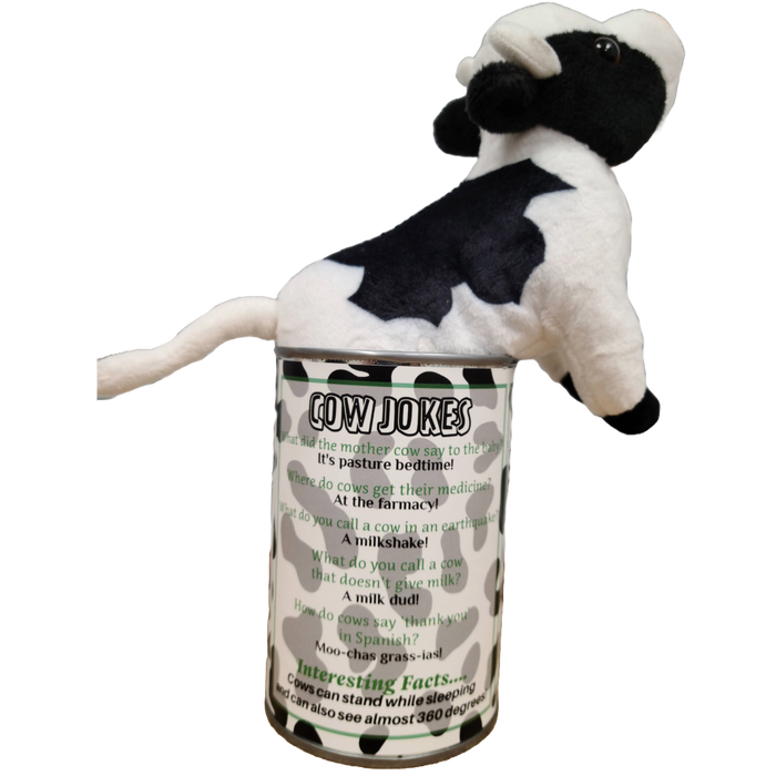Canned Cow | Stuffed Farm Animal Plush w/Jokes | Unique Gift