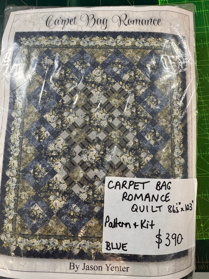 Carpet Bag Romance by Jason Yenter - Blue - Small Motif All Over Fabric 8CBR1
