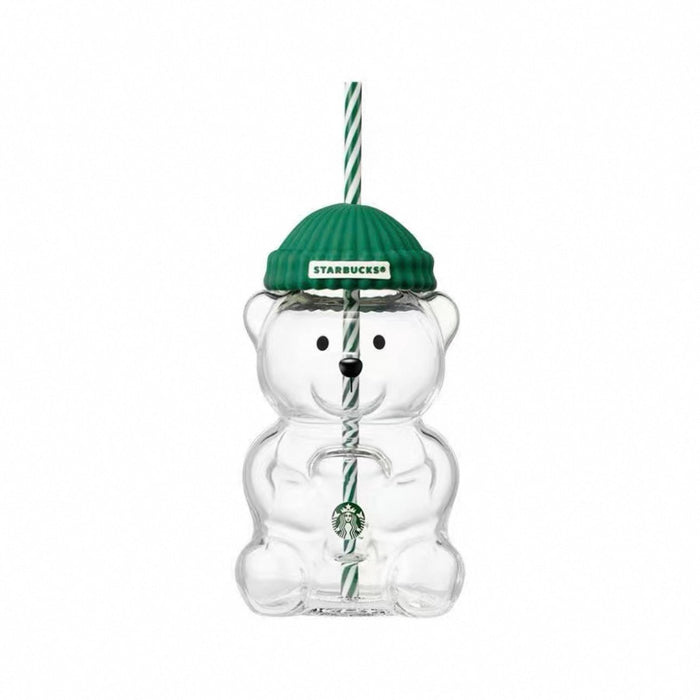Christmas Gift Bearista Glass Straw Cup cute bear-shaped glass tumbler🐻✨