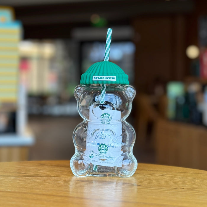 Christmas Gift Bearista Glass Straw Cup cute bear-shaped glass tumbler🐻✨