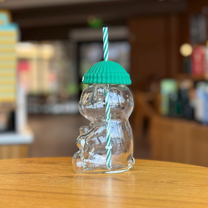 Christmas Gift Bearista Glass Straw Cup cute bear-shaped glass tumbler🐻✨